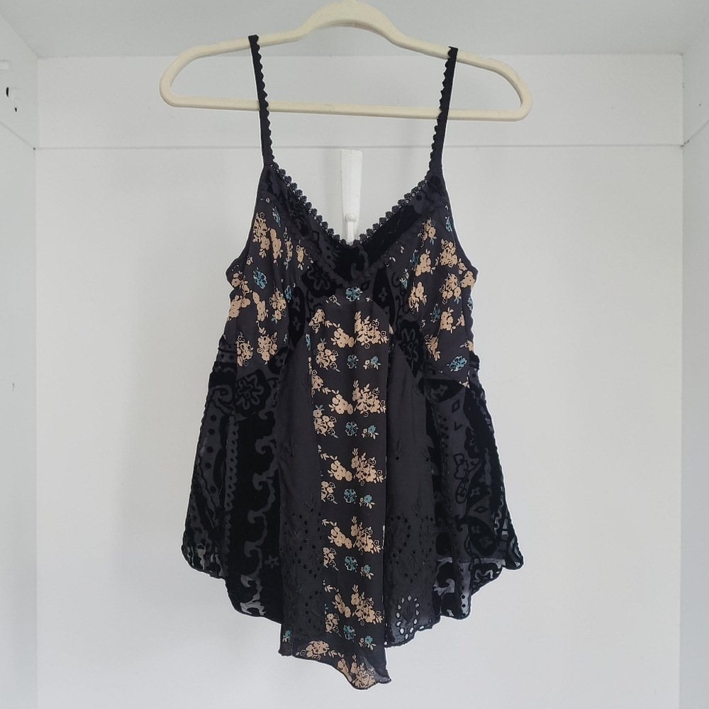 Love Johnny Was Silk Lace Velvet Camisole Top